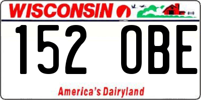 WI license plate 152OBE