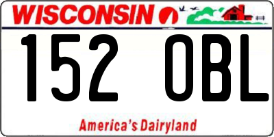 WI license plate 152OBL