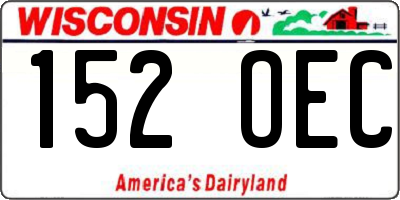 WI license plate 152OEC