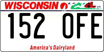 WI license plate 152OFE
