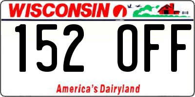 WI license plate 152OFF