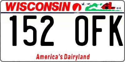 WI license plate 152OFK