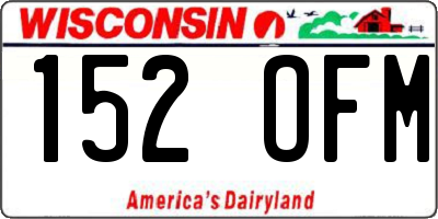 WI license plate 152OFM