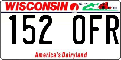 WI license plate 152OFR