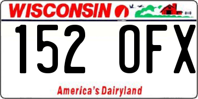 WI license plate 152OFX