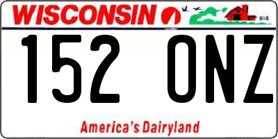 WI license plate 152ONZ