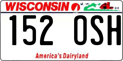 WI license plate 152OSH