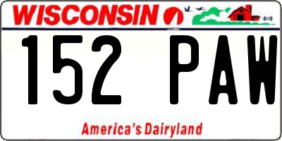 WI license plate 152PAW