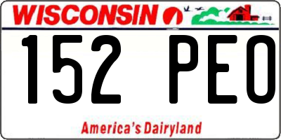 WI license plate 152PEO