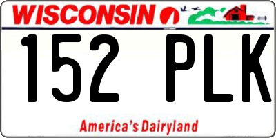 WI license plate 152PLK