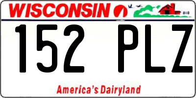 WI license plate 152PLZ