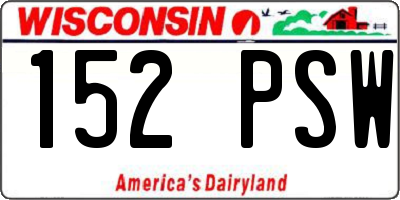 WI license plate 152PSW