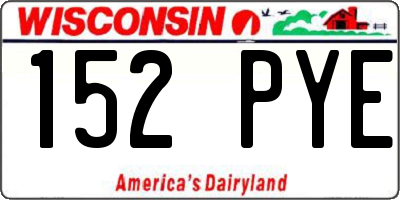 WI license plate 152PYE