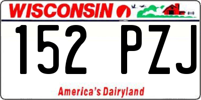 WI license plate 152PZJ