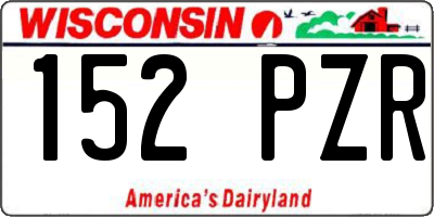 WI license plate 152PZR