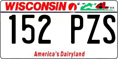 WI license plate 152PZS