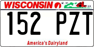 WI license plate 152PZT