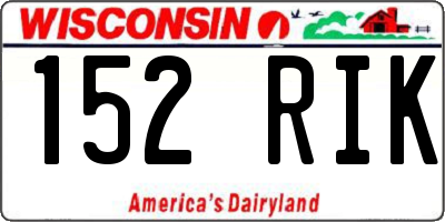 WI license plate 152RIK