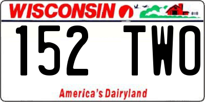 WI license plate 152TWO