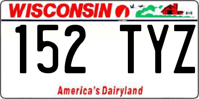 WI license plate 152TYZ