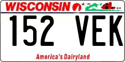 WI license plate 152VEK