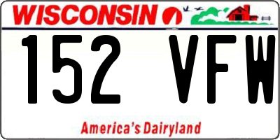 WI license plate 152VFW