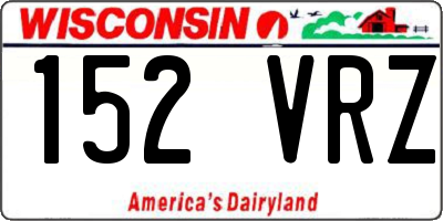 WI license plate 152VRZ