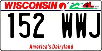 WI license plate 152WWJ