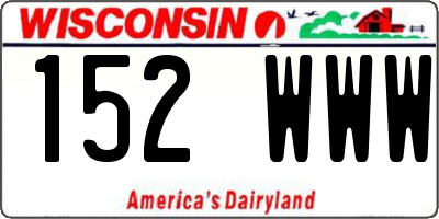 WI license plate 152WWW