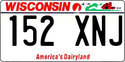 WI license plate 152XNJ