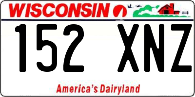 WI license plate 152XNZ