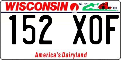WI license plate 152XOF