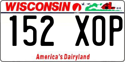 WI license plate 152XOP