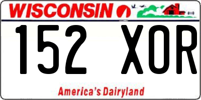 WI license plate 152XOR