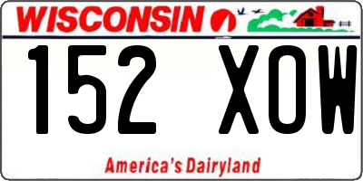 WI license plate 152XOW