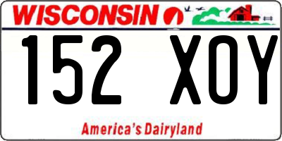 WI license plate 152XOY