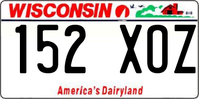 WI license plate 152XOZ