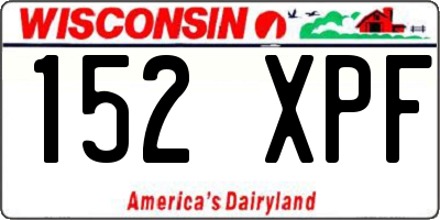 WI license plate 152XPF
