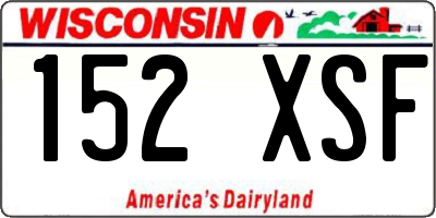 WI license plate 152XSF