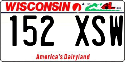 WI license plate 152XSW