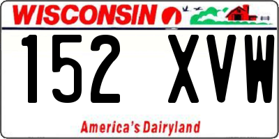 WI license plate 152XVW