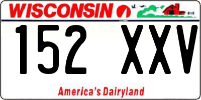 WI license plate 152XXV