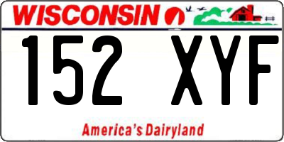 WI license plate 152XYF