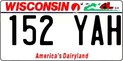 WI license plate 152YAH