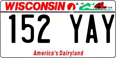 WI license plate 152YAY