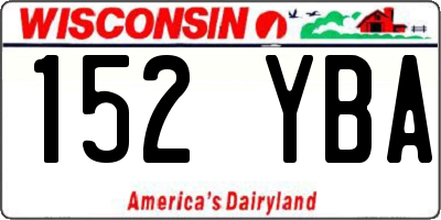 WI license plate 152YBA