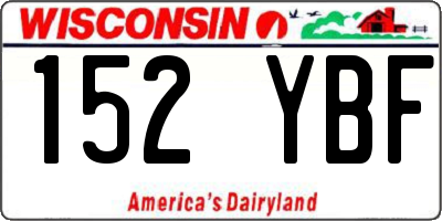 WI license plate 152YBF