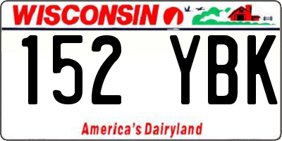 WI license plate 152YBK