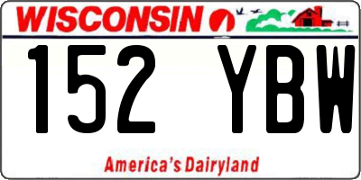 WI license plate 152YBW