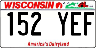 WI license plate 152YEF